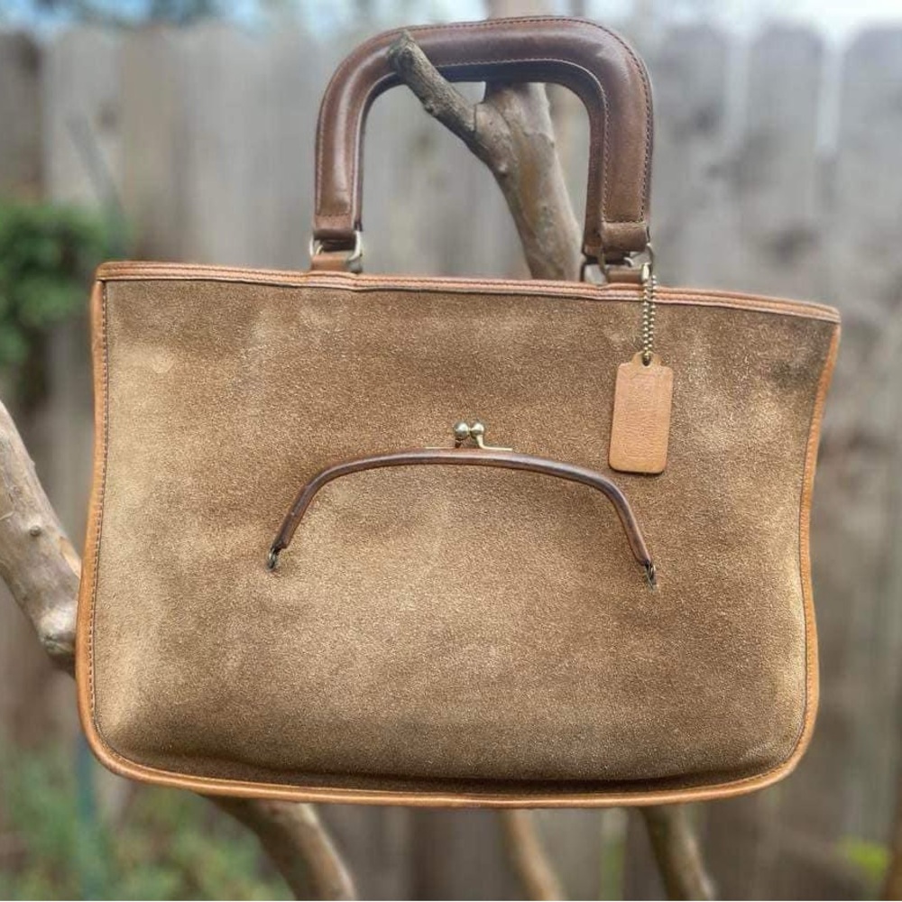 🤎Putty color Vintage Leather Watermelon Tote Ruff-Out #9448🤎Old Coach Vintage